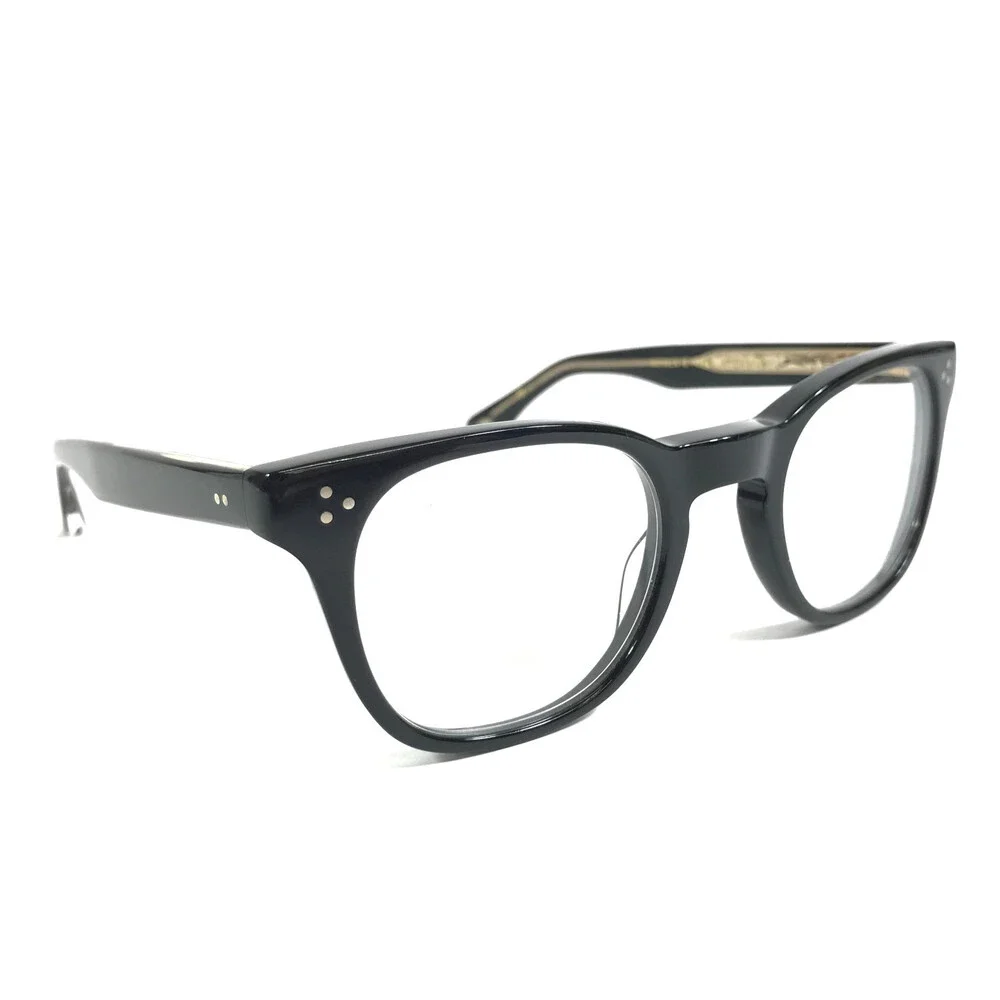 Eyevan Eyeglasses Frames Womack-E PBK Polished Black Gold Horn Rim 45-23-142